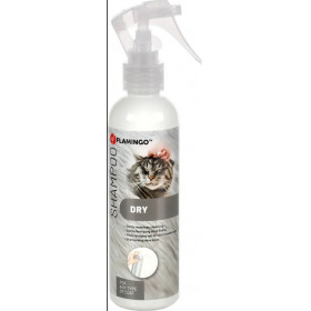 Сух шампоан за котки Flamingo DRY SHAMPOO CAT 200мл -  за копринена козина, почиства, възстановява, освежава